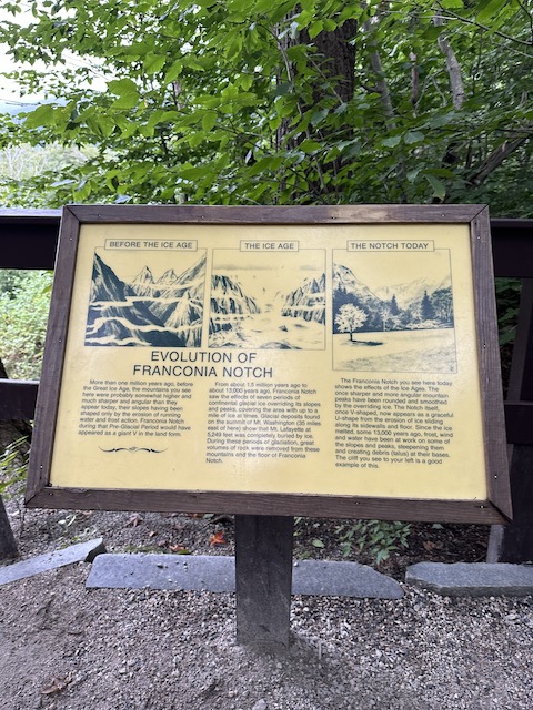 cartel informativo, Franconia State Park.